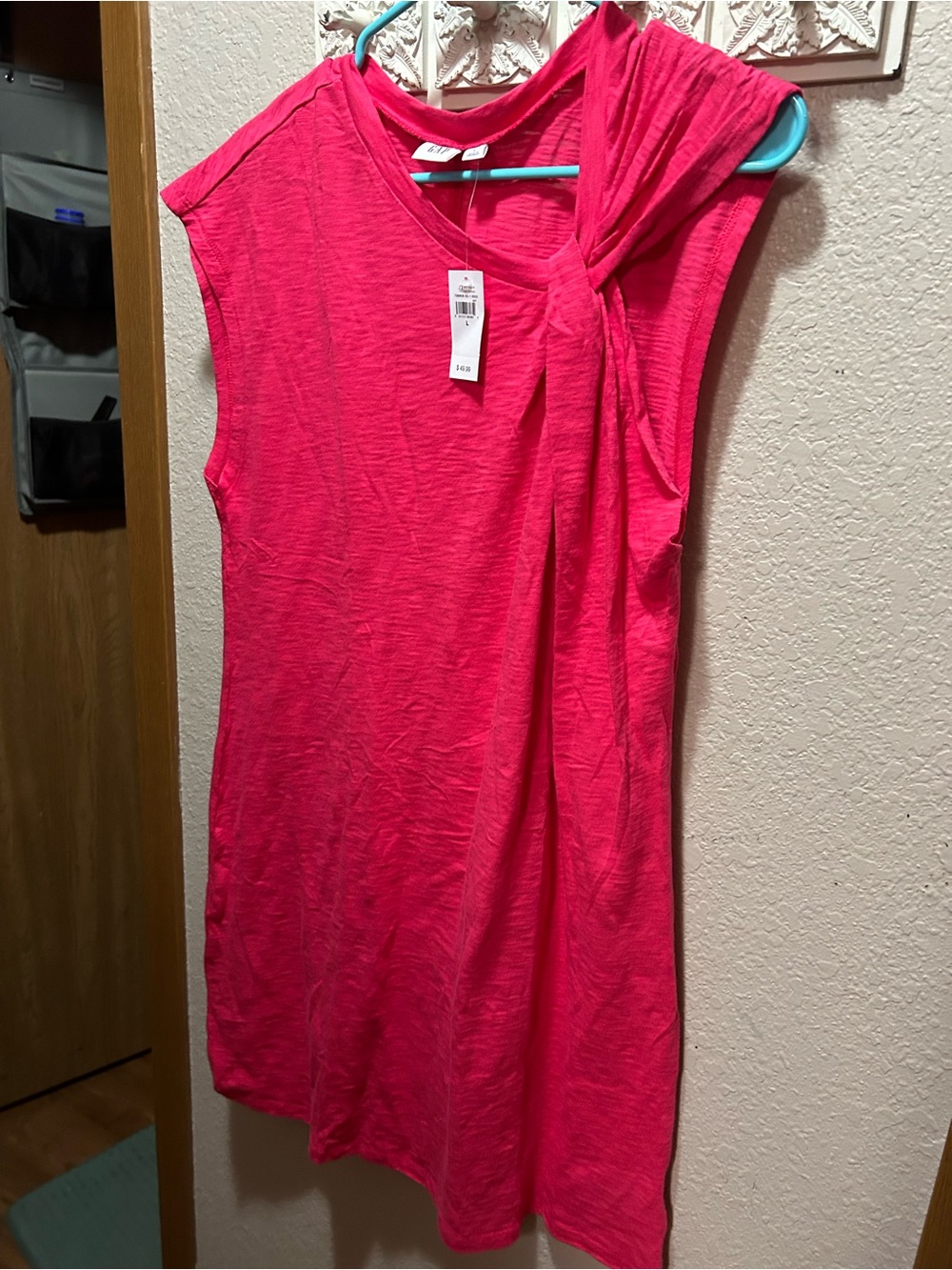 GAP Sleeveless Midi Dress with Shoulder Tie - Hot Pink